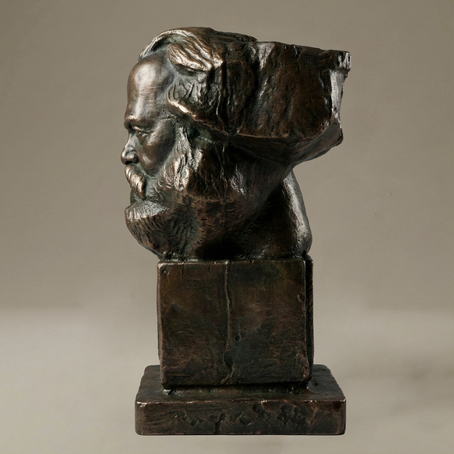 Brass finish Karl Marx desk or shelf statue