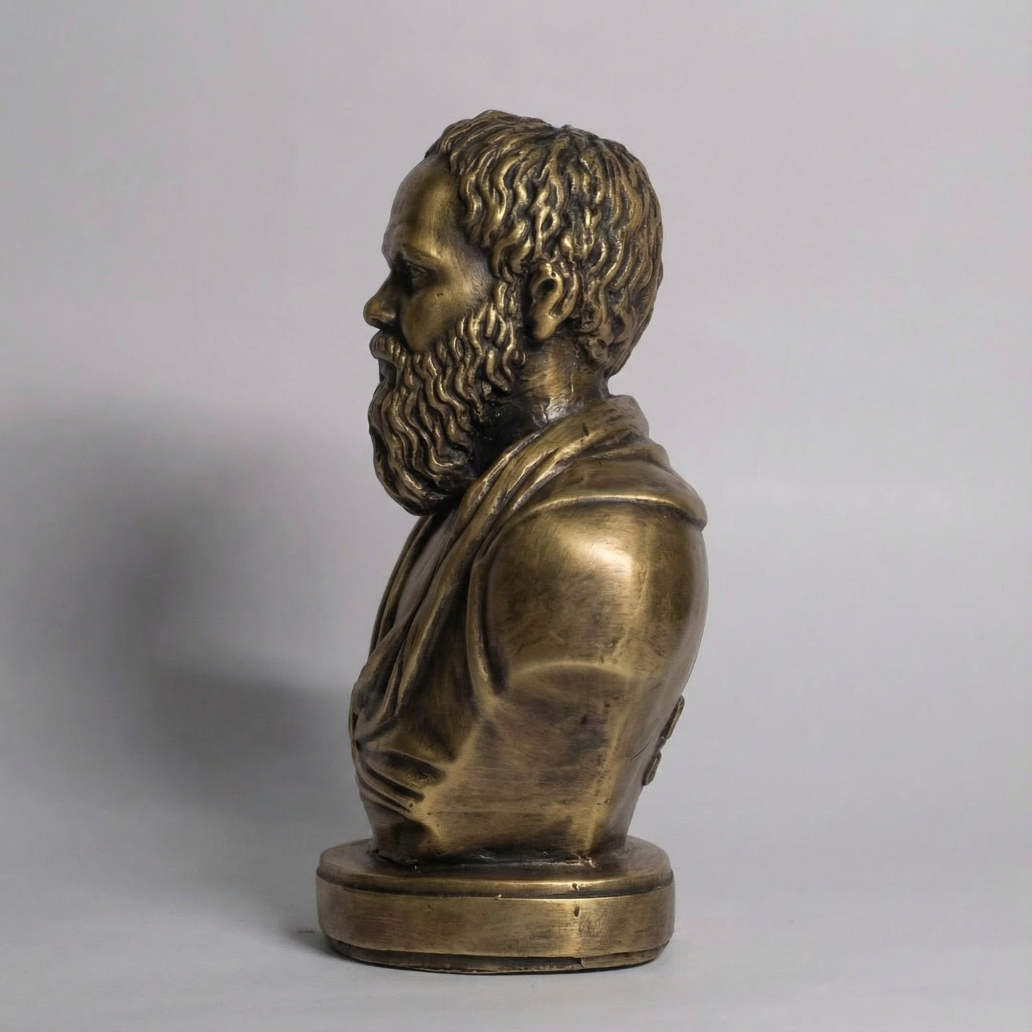 Classical Socrates sculpture miniature brass coated statue