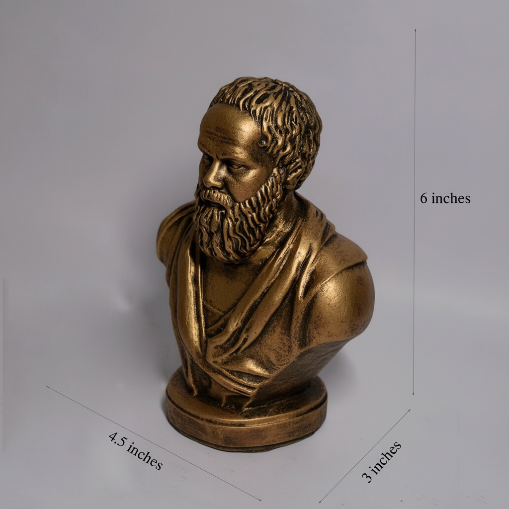 Socrates Statue Miniature | Greek Philosopher Bust | 6 inch Stone Dust Resin Classical