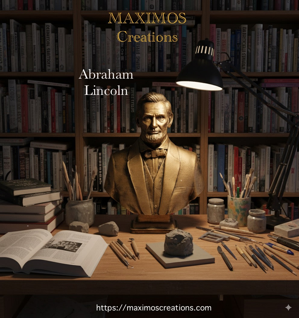 Abraham Lincoln bust antique brass finish sculpture