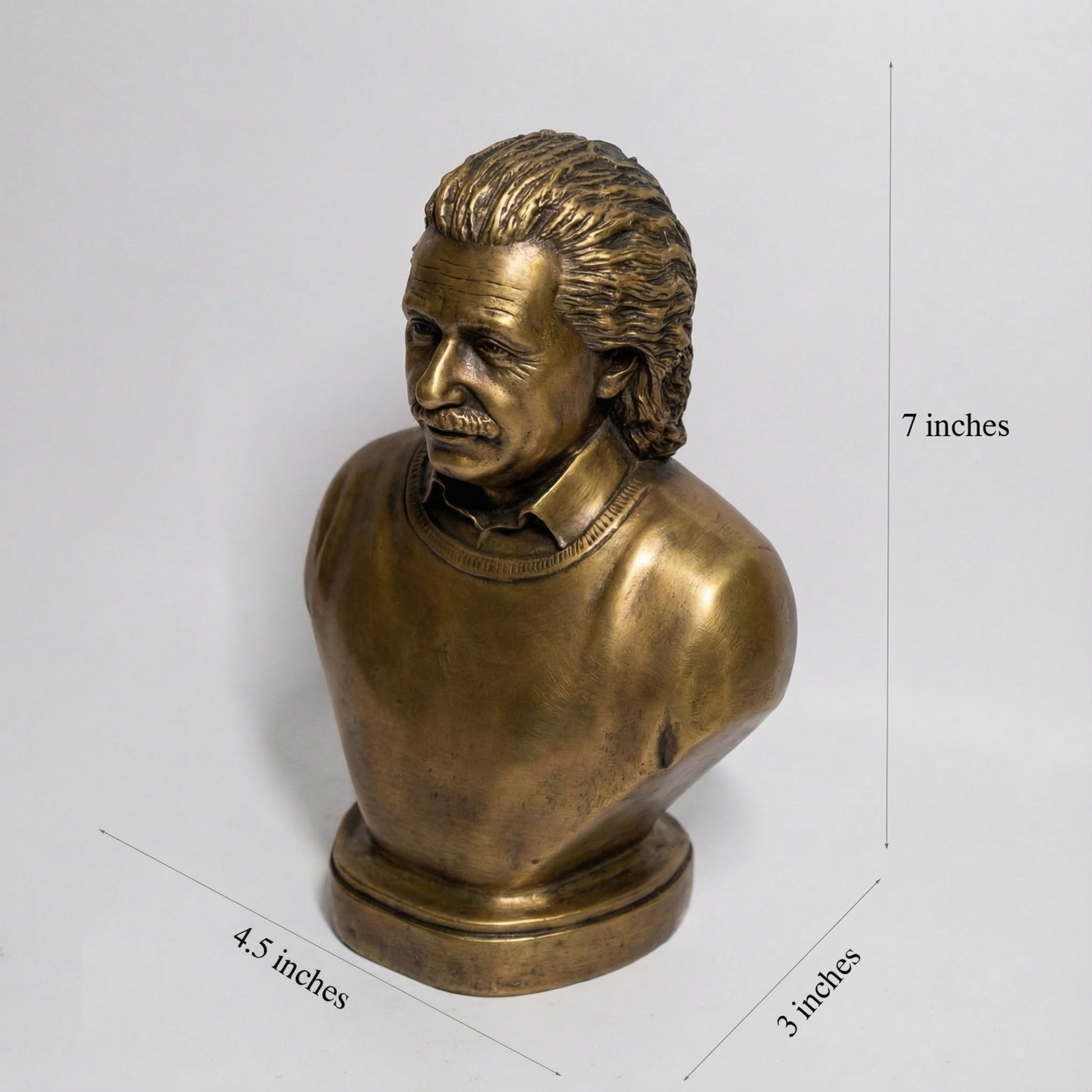 Albert Einstein scientist statue brass finish tabletop decor