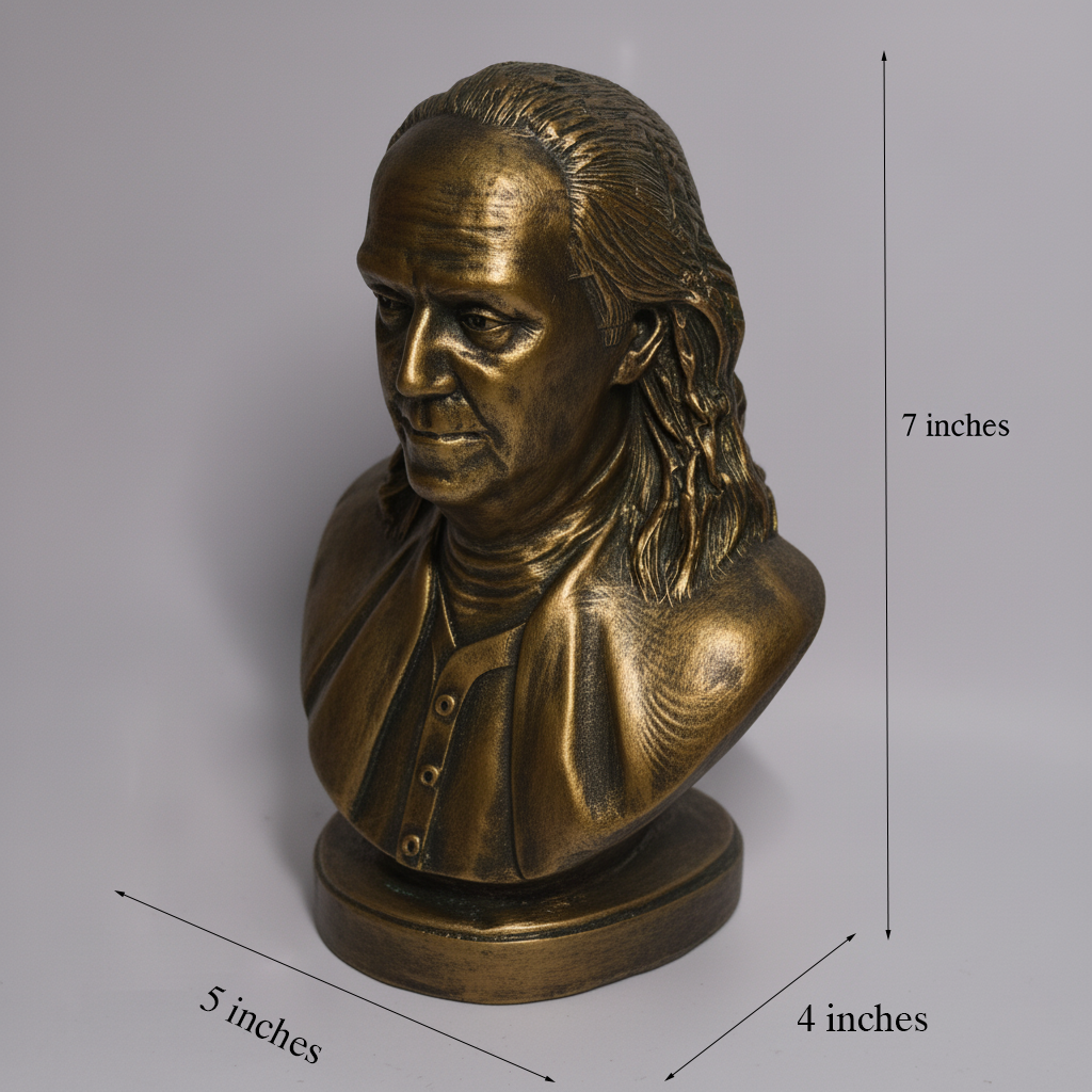 Historical Benjamin Franklin sculpture in stone dust resin