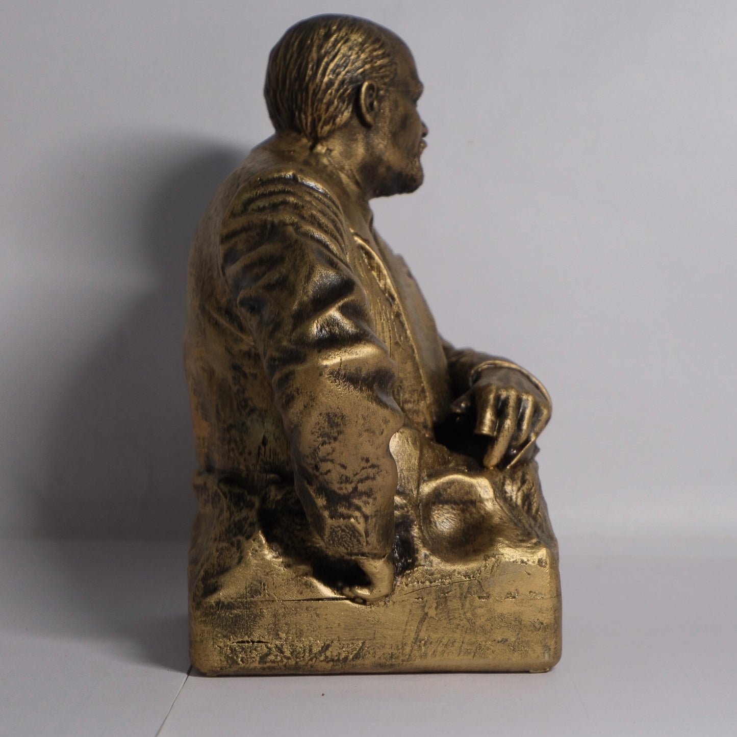 Vladimir Lenin Stone Dust Brass Finish 9" Statue Miniature