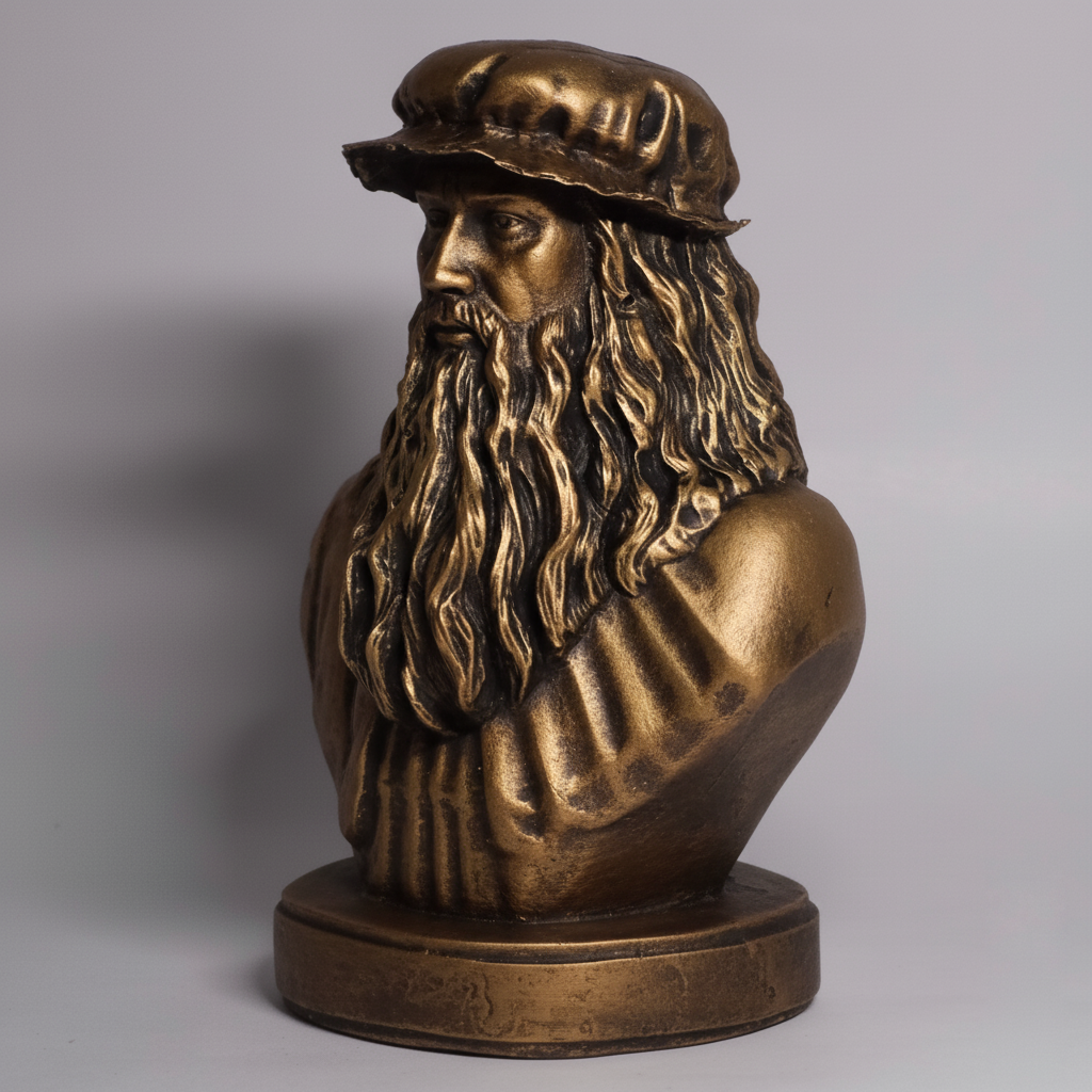 Leonardo da Vinci historical figure statue stone dust resin