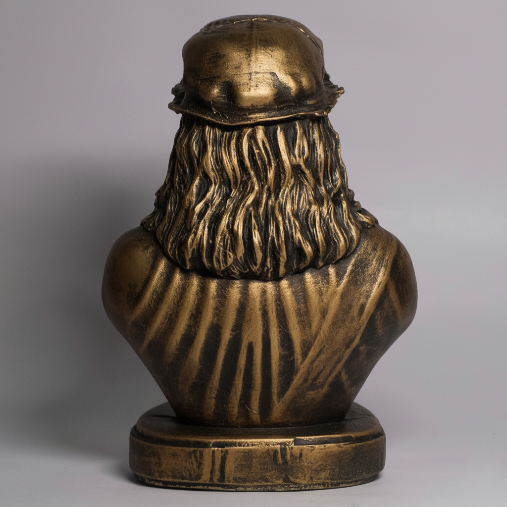 Leonardo da Vinci artist bust statue antique brass tone