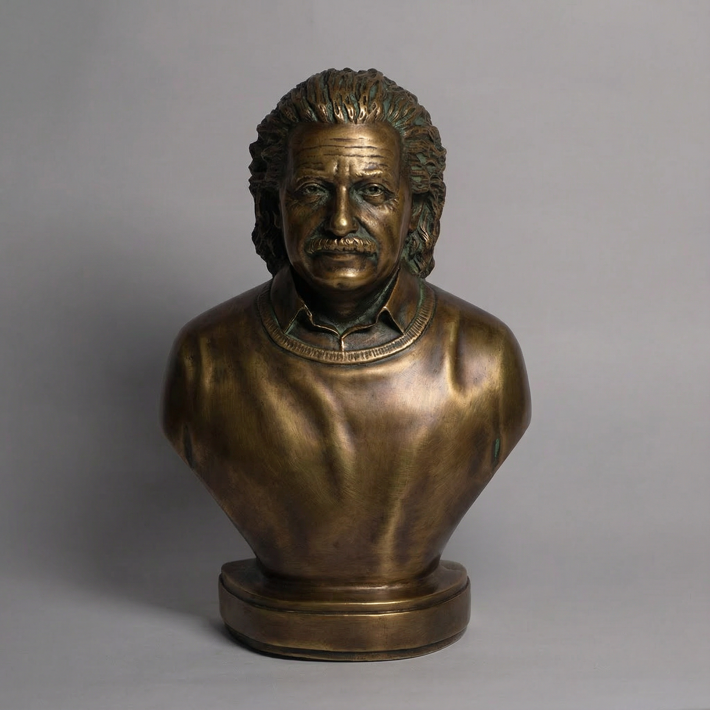 Albert Einstein 6 inch stone dust brass finish miniature statue