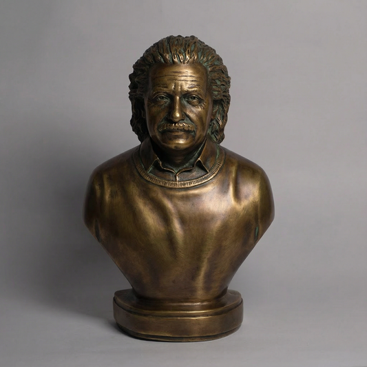 Albert Einstein 6 inch stone dust brass finish miniature statue