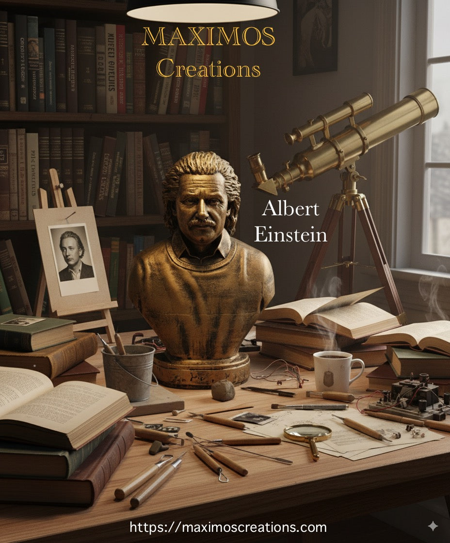 Albert Einstein 6 Inch Stone Dust Brass Statue