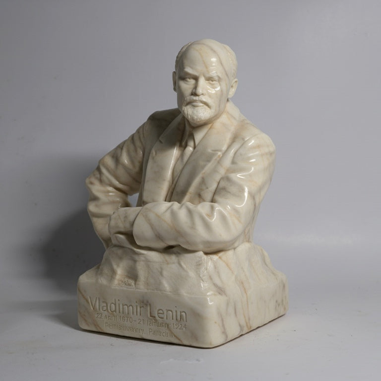 Vladimir Lenin Stone Dust Brass Finish 9" Statue Miniature