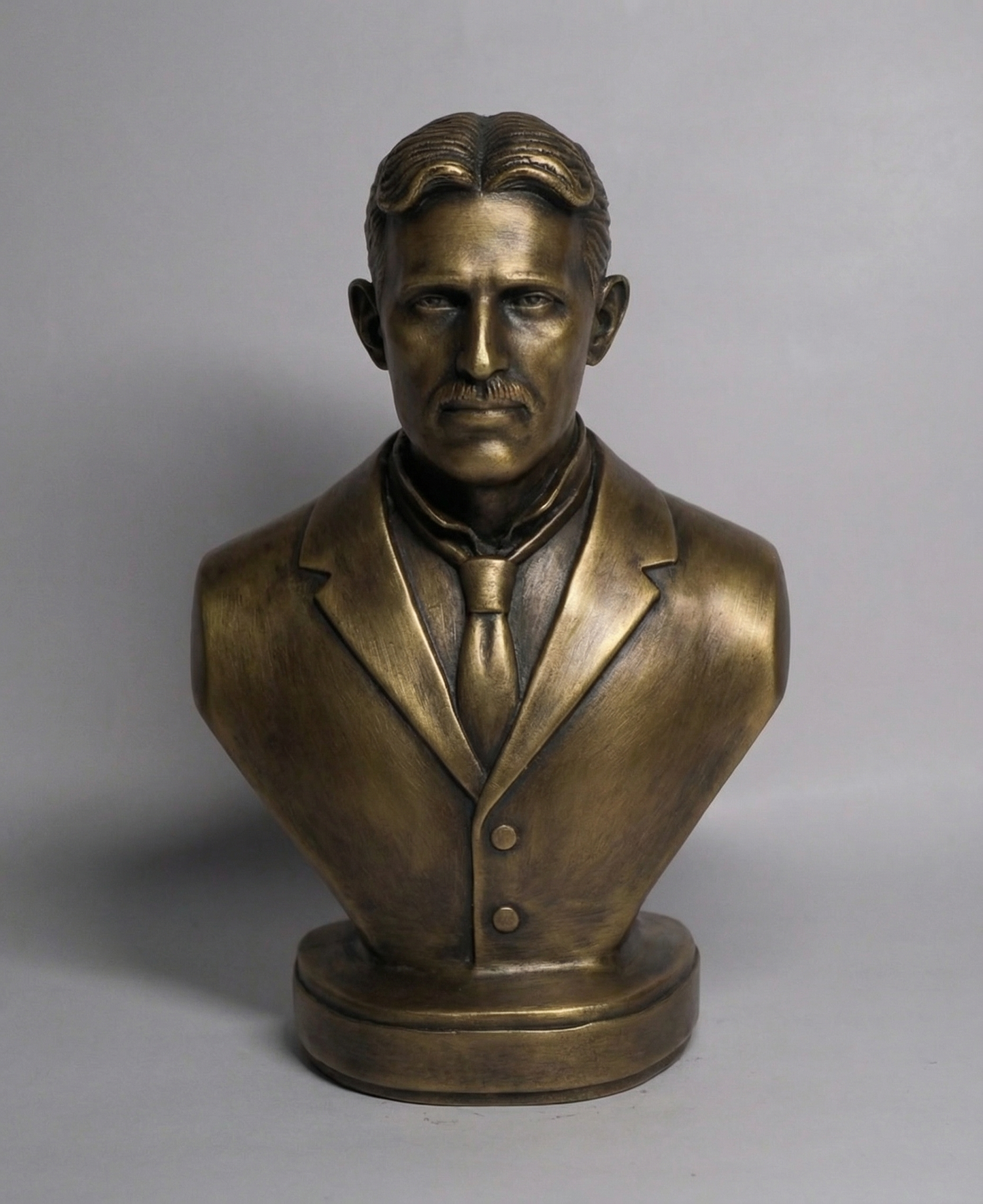 Nikola Tesla 6 inch stone dust resin statue brass finish